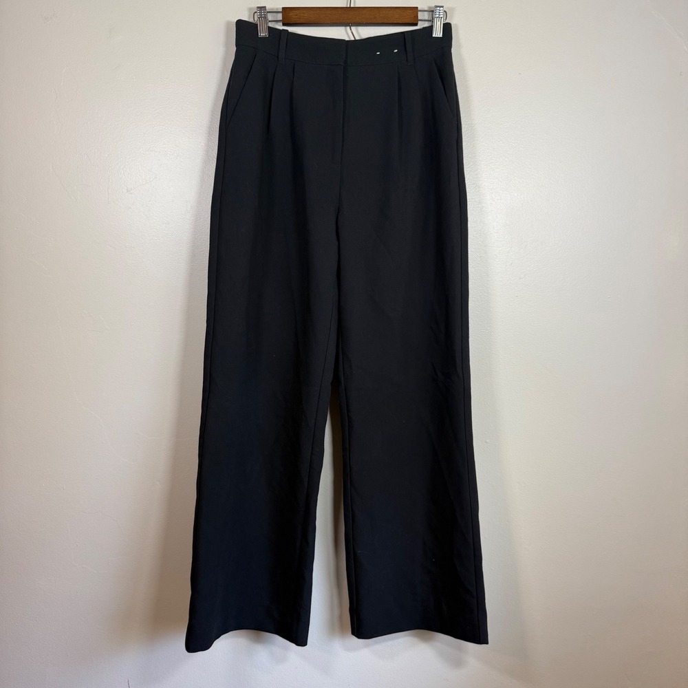 Abercrombie & Fitch Sloane High Rise Tailored Wide Leg Pants Size 6R 28 Black